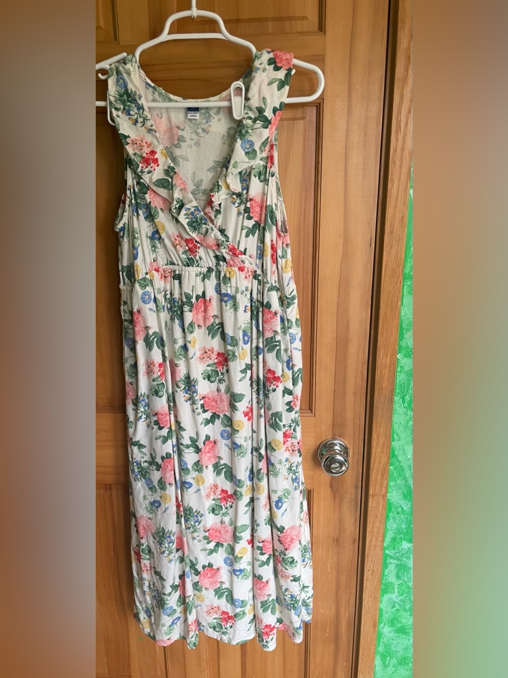 Colorful Floral Maxi Dress, Linen and Cotton, Sz M maternity